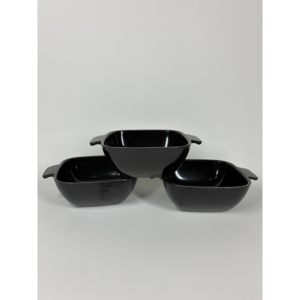 Vintage Arrowhead Ever Ware Brookpark Black Melamine Bowls Set of 3 5-B MCM